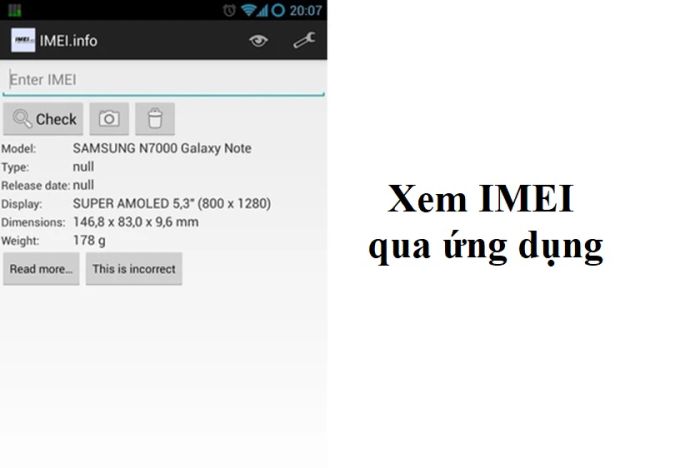 Kiểm tra IMEI Samsung bằng cách sử dụng ứng dụng