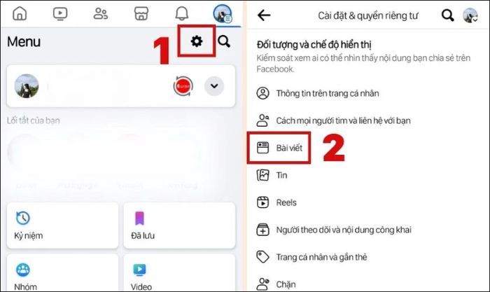 Nhấn vào biểu tượng Cài đặt ở phía trên cùng màn hình