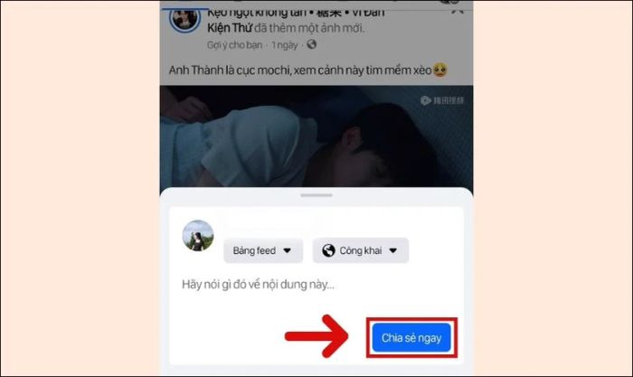 Nhấn vào nút Chia sẻ ngay