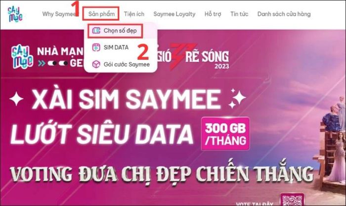 Hướng dẫn mua SIM Saymee trực tuyến qua Website