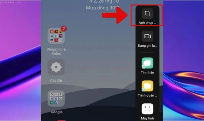 Nhấn vào nút chụp màn hình trên điện thoại