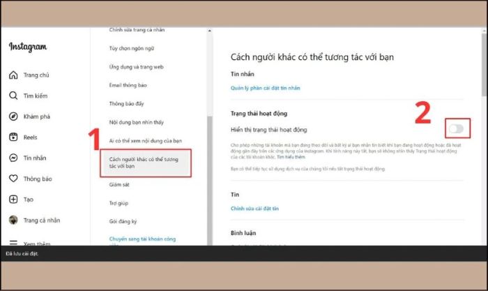 Nhấn vào mục Cách người khác tương tác với bạn