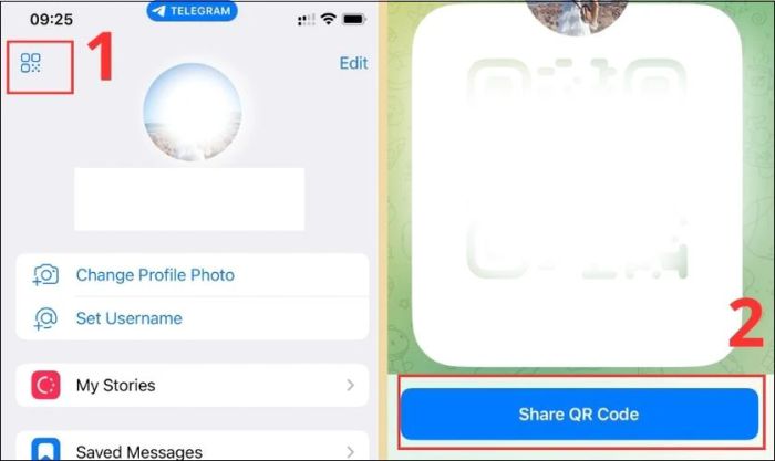 Bạn có thể chọn quét mã QR hoặc chia sẻ mã QR