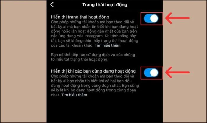 Chuyển nút gạt sang trái