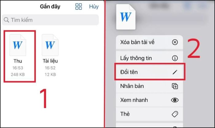 Cách thay đổi tên tệp Word trên điện thoại