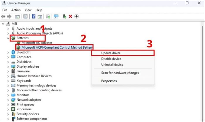 Giao diện Device Manager sẽ hiển thị trên màn hình laptop