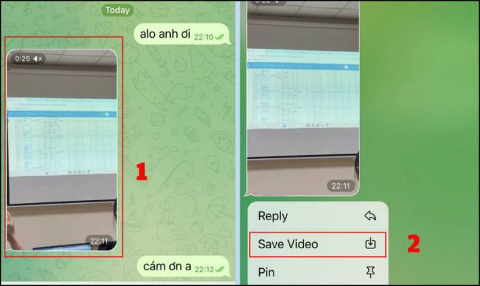 Nhấn và giữ video cần tải, sau đó chọn Save Video