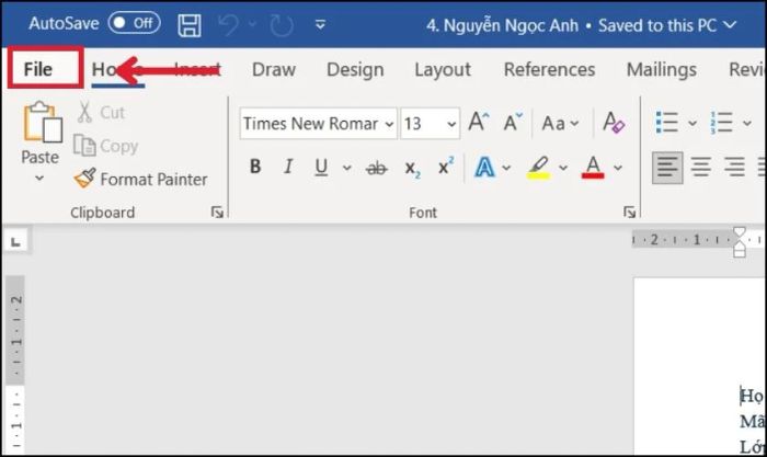 Đổi tên file Word bằng cách sử dụng Save As