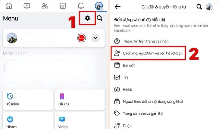 Nhấn vào biểu tượng Cài đặt, sau đó tìm và chọn mục Cách mọi người tìm và liên hệ với bạn
