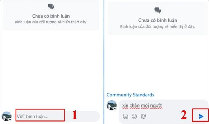Nhập nội dung bình luận vào khung Viết bình luận
