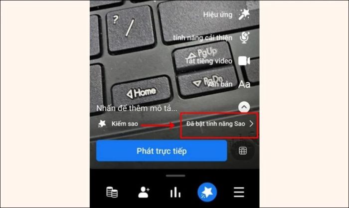 Mục Đã kích hoạt tính năng tặng Sao