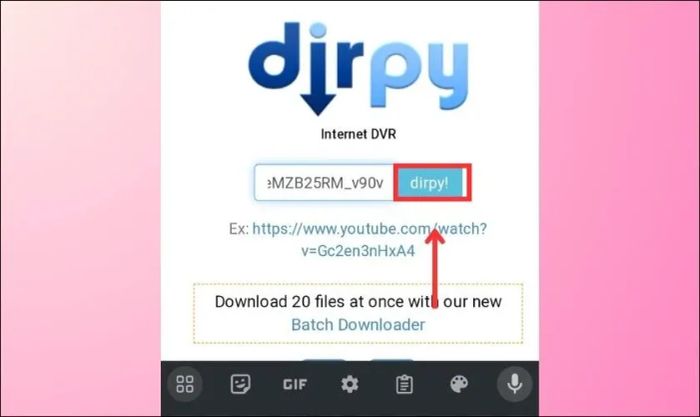 Dán liên kết URL vào công cụ Dirpy