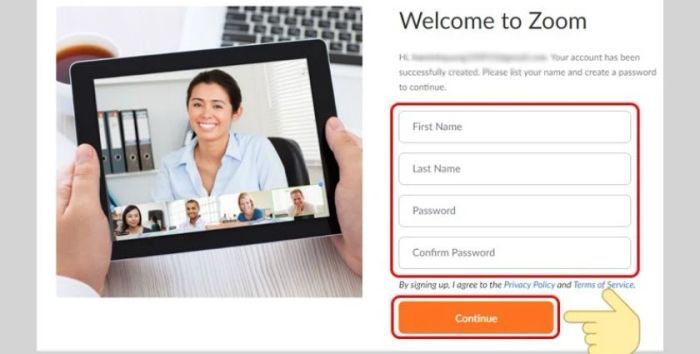 Nhập đầy đủ các thông tin mà Zoom yêu cầu