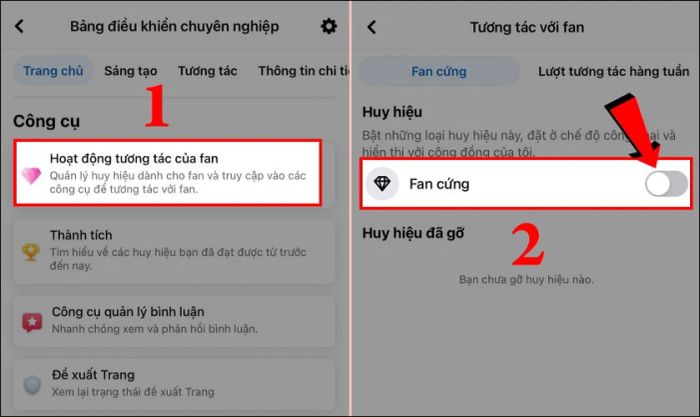 Chọn Hoạt động tương tác của Fan và kích hoạt thanh Fan cứng