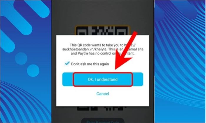 Truy cập liên kết sau khi quét mã QR