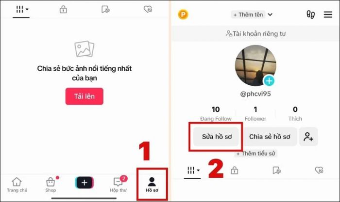 Bạn mở ứng dụng TikTok và chọn mục Hồ sơ ở góc dưới màn hình