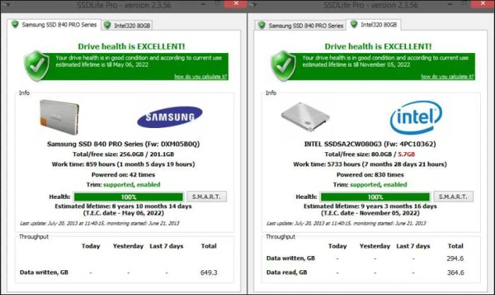 SSD Life - Công cụ cung cấp thông tin chi tiết về tuổi thọ và tình trạng ổ cứng
