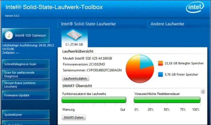 Kiểm tra ổ đĩa SSD đơn giản với phần mềm Intel Solid State Drive Toolbox