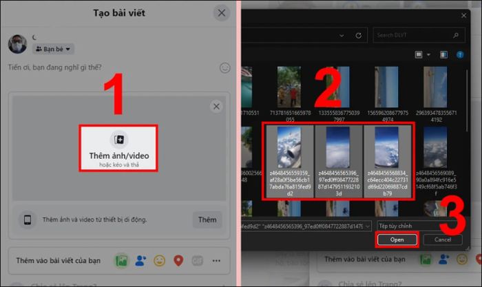 Nhấp chuột vào Thêm ảnh/video