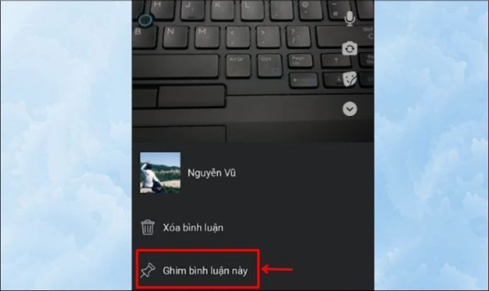 Chọn ghim bình luận để hoàn tất