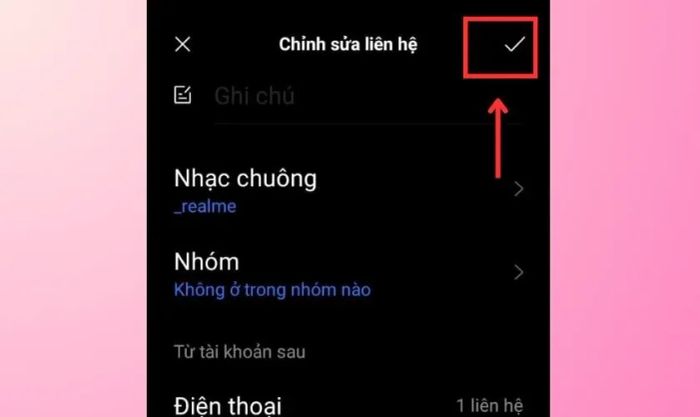 Chọn nhạc chuông để thiết lập cho từng liên hệ trên OPPO