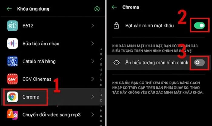 Nhấn chọn mục Ẩn biểu tượng trên màn hình chính