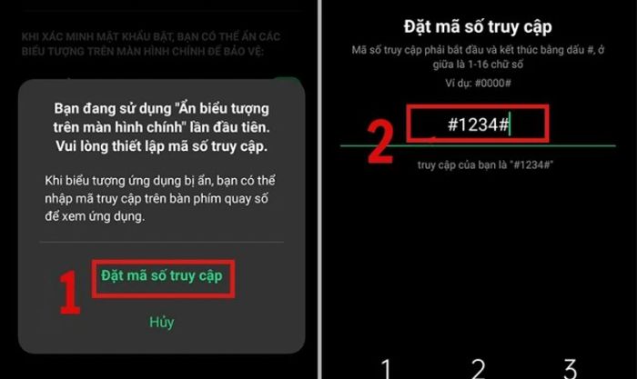 Thực hiện nhập và xác nhận mật khẩu trước khi tiến hành ẩn ứng dụng