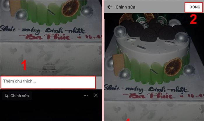 Bạn cần chọn ảnh muốn thêm chú thích và nhập nội dung caption