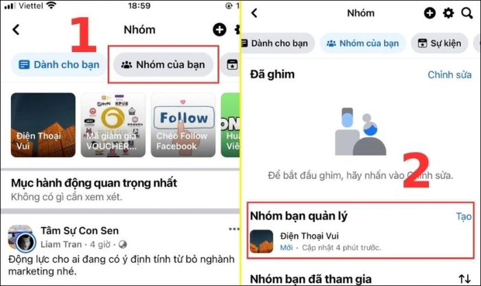 Tiếp theo, chọn mục Nhóm của bạn