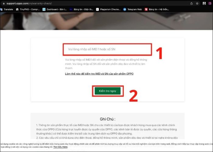 Kiểm tra mã IMEI OPPO
