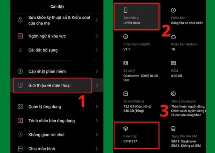 Kiểm tra kiểu máy OPPO