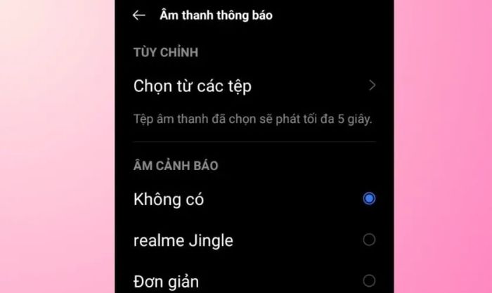 Hướng dẫn cài đặt nhạc chuông tin nhắn trong mục Âm thanh thông báo