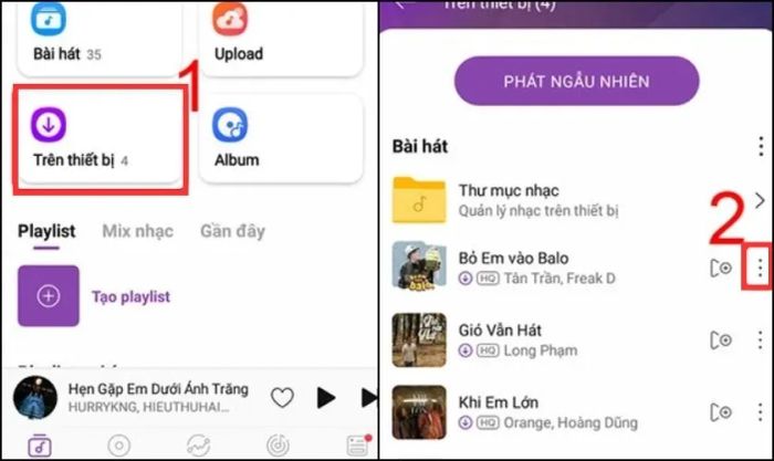 Nhấn vào biểu tượng 3 chấm để thiết lập nhạc chuông trên điện thoại OPPO