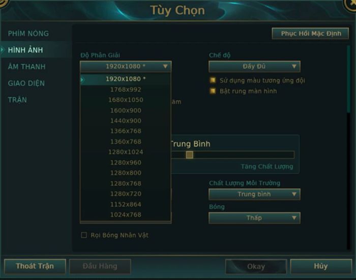 Điều chỉnh độ phân giải theo ý muốn