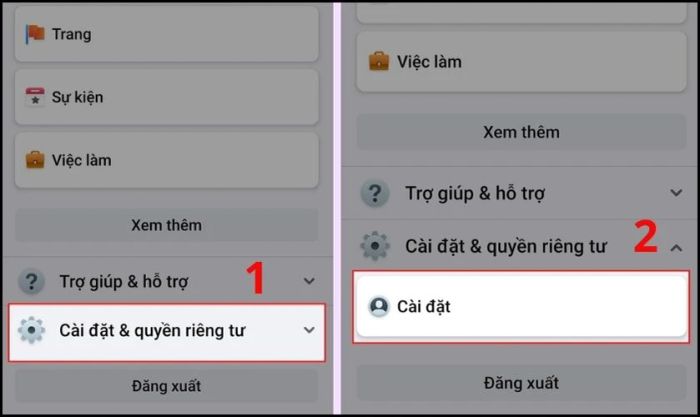 Chọn mục Cài đặt quyền riêng tư