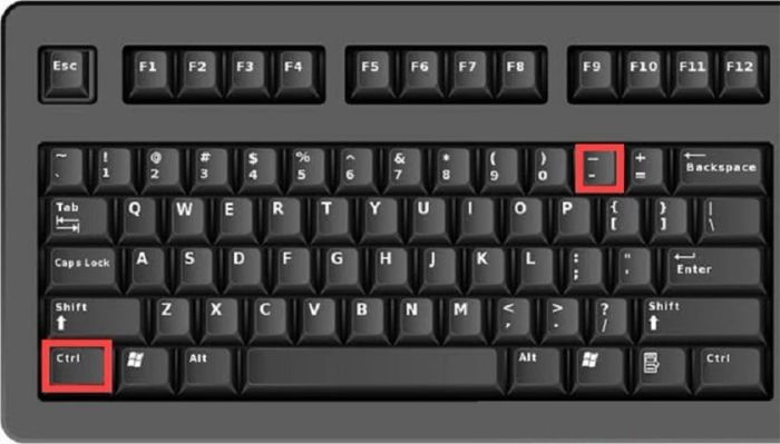 Cách thu nhỏ màn hình máy tính Win 7 bằng tổ hợp phím “Ctrl” và dấu “-”