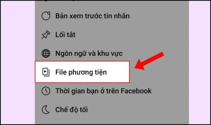Chọn mục File phương tiện