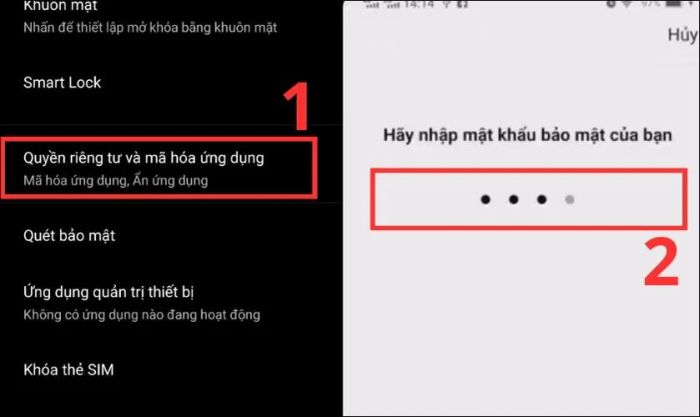 Thiết lập quyền riêng tư và mã hóa ứng dụng trên điện thoại Vivo