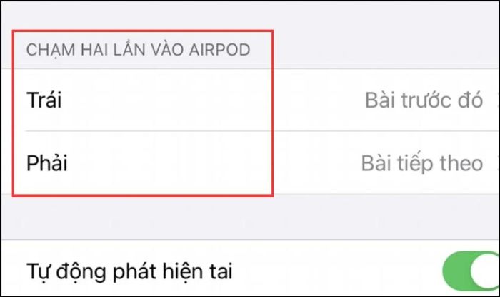Tùy chỉnh tai nghe trong mục Nhấn đúp vào AirPod
