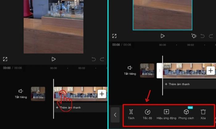 Khi video đã được tải lên, hãy nhấn vào đoạn video đó để hiển thị các lựa chọn.