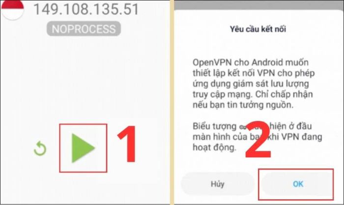 Nhấn vào biểu tượng Phát hình tam giác