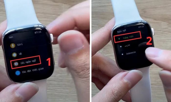 Chọn mục Cài ngôn ngữ và đặt thành Tiếng Việt