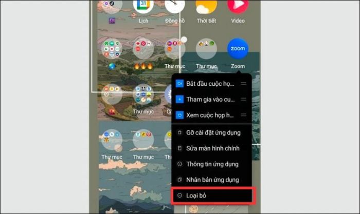 Xóa ứng dụng khỏi màn hình chính