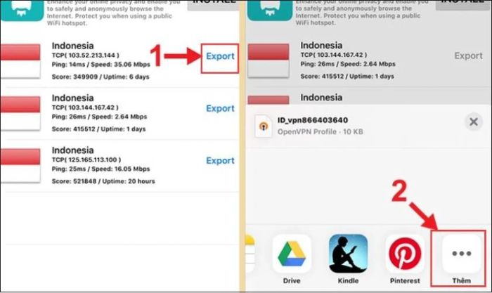 Nhấn vào một Proxy bất kỳ và chọn Export