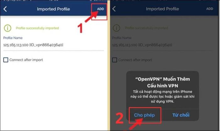 Cho phép OpenVPN thêm cấu hình VPN để đổi tên Facebook chỉ với 1 chữ trên iPhone