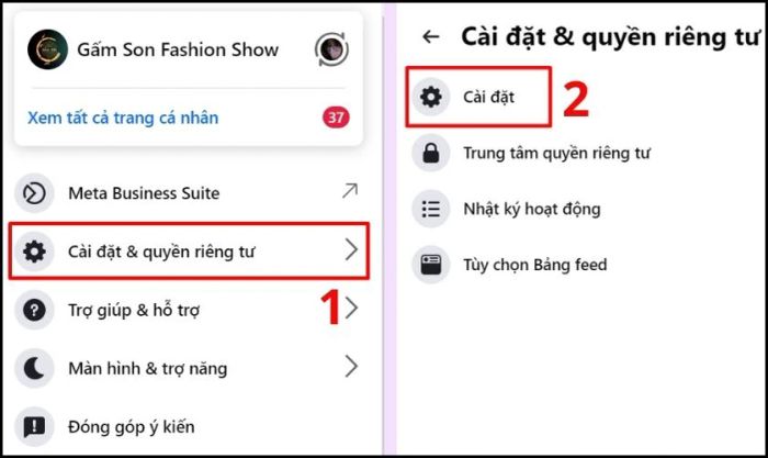 Chọn mục Cài đặt quyền riêng tư và nhấn vào Cài đặt tiếp theo
