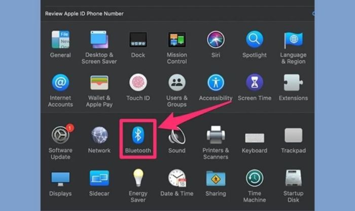 Chọn biểu tượng Bluetooth để tiếp tục