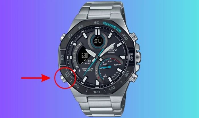 Nhấn nút MODE trên đồng hồ Casio 5 nút