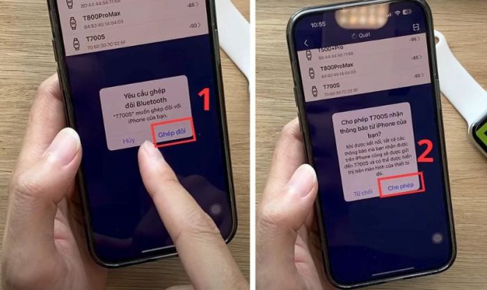 Nhấn Ghép đôi và sau đó chọn Cho phép
