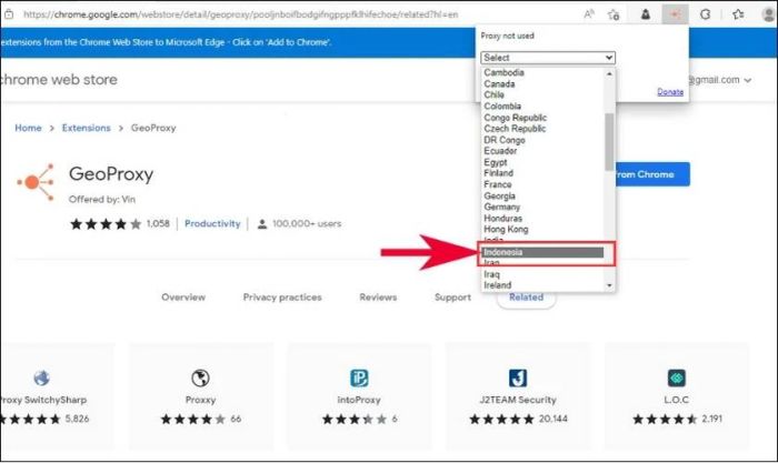 Nhấn vào biểu tượng GeoProxy
